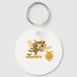 Schattige honingbij met druipende honing typografi sleutelhanger