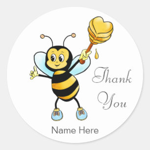 Schattige honingbij met hart dank je wel ronde sticker