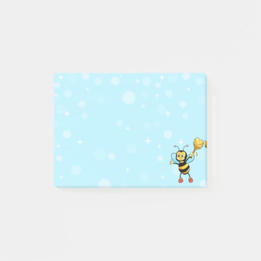 Schattige honingbij op lichtblauwe Post-it-notitie Post-it® Notes (Voorkant)