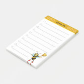 Schattige honingbij op wit post-it® notes (Schuin)