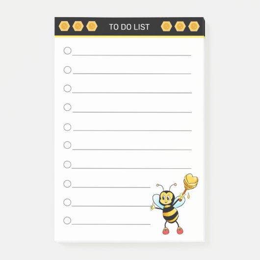 Schattige honingbij op zwart & witte post-it notit post-it® notes (Voorkant)