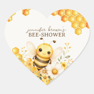 Schattige honingbij verjaardag of babyshower hart sticker