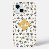 Schattige Honingbijen & Bloemen Wildbloemen Monogr Case-Mate iPhone Case (Achterkant)