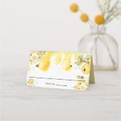 Schattige honingbijen Geel bloemig baby shower Plaatskaartje (Voorkant)