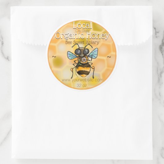 Schattige honingbijenetiketten ronde sticker (Tas)