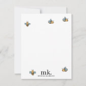 Schattige honingbijenmonogram notitiekaartje (Voorkant)