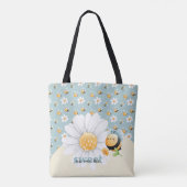 Schattige honingbijenpatroon met naam tote bag (Achterkant)