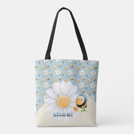Schattige honingbijenpatroon met naam tote bag (Achterkant)