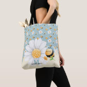 Schattige honingbijenpatroon met naam tote bag (Dichtbij)