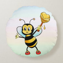Schattige honinghommel met hart op pastel kleur