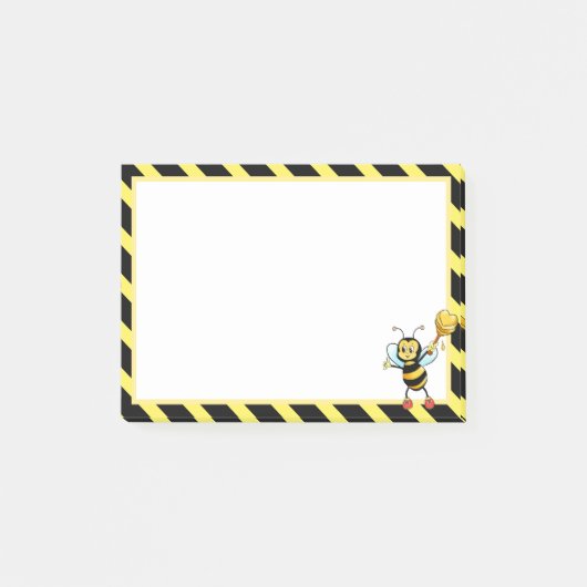 Schattige honinghommel op zwart en geel post-it® notes (Voorkant)