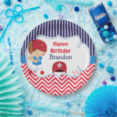 Schattige honkbal brunette jongen verjaardagsfeest papieren bordje (Feest)