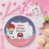 Schattige honkbal brunette jongen verjaardagsfeest papieren bordje (Feest)