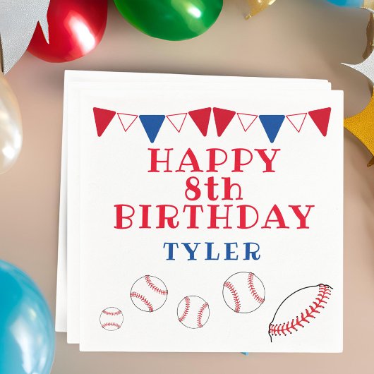 Schattige Honkbal Bunting Flag Ball Boy Verjaardag Servet