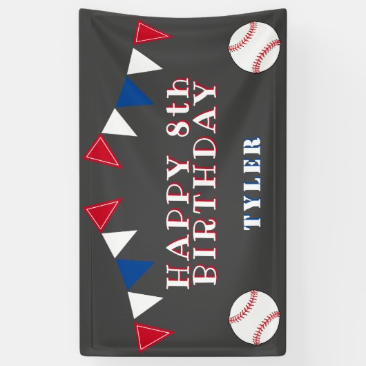 Schattige Honkbal Bunting Flags Kids Verjaardagsfe Spandoek (Verticaal)