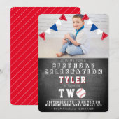 Schattige Honkbal Chalkboard Kinder Foto 2e Verjaa Kaart (Voorkant / Achterkant)