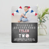 Schattige Honkbal Chalkboard Kinder Foto 2e Verjaa Kaart (Staand voorkant)