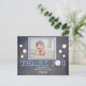 Schattige honkbal lei verjaardagsfoto Dank je wel Briefkaart (Staand voorkant)