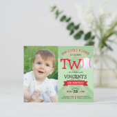 Schattige Honkbal & Lint Budget Foto 2e Verjaardag (Staand voorkant)