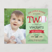 Schattige Honkbal & Lint Budget Foto 2e Verjaardag (Voorkant)