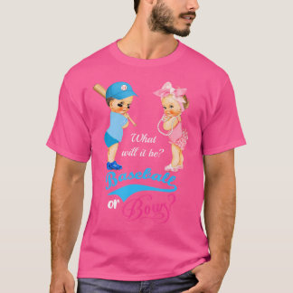 Schattige honkbal of strikken gender onthullen t-shirt