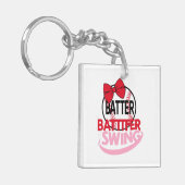 Schattige honkbal-thema "Batter Swing" ontwerp Sleutelhanger (Voorkant Links)