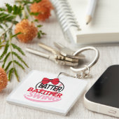 Schattige honkbal-thema "Batter Swing" ontwerp Sleutelhanger (Voorkant Rechts)