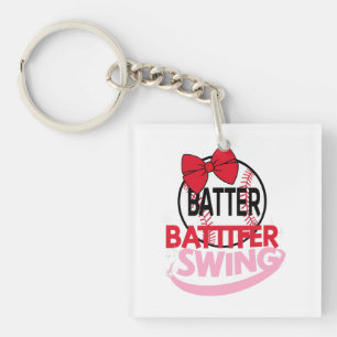 Schattige honkbal-thema "Batter Swing" ontwerp Sleutelhanger