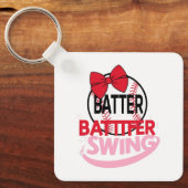 Schattige honkbal-thema "Batter Swing" ontwerp Sleutelhanger (Voorkant)