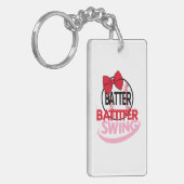 Schattige honkbal-thema "Batter Swing" ontwerp Sleutelhanger (Voorkant Links)