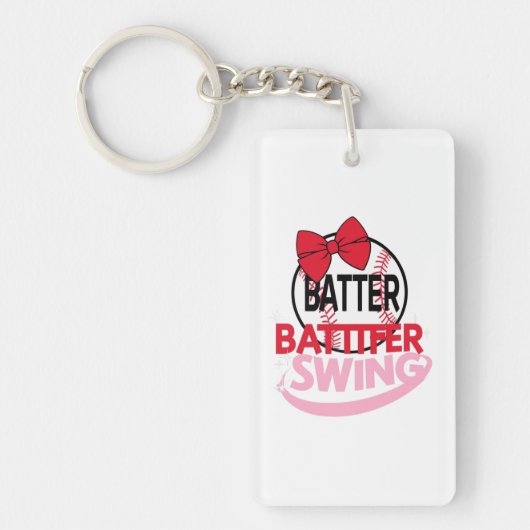 Schattige honkbal-thema "Batter Swing" ontwerp Sleutelhanger (Voorkant)