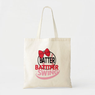 Schattige honkbal-thema "Batter Swing" ontwerp Tote Bag