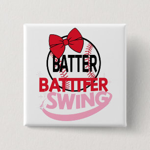 Schattige honkbal-thema "Batter Swing" ontwerp Vierkante Button 5,1 Cm