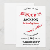 Schattige honkbal verjaardagsfeest kaart (Voorkant / Achterkant)