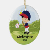 Schattige honkbalspeler sport Kerst ornament (Rechts)