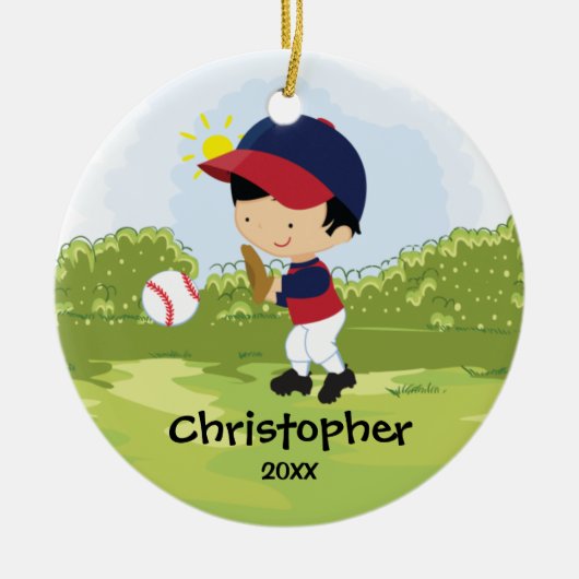 Schattige honkbalspeler sport Kerst ornament (Voorkant)