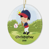 Schattige honkbalspeler sport Kerst ornament (Links)