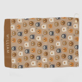 Schattige hoofdpatroon van teddybeer golfhanddoek (Horizontaal)