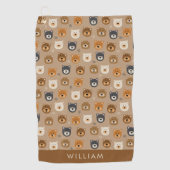 Schattige hoofdpatroon van teddybeer golfhanddoek (Voorkant)