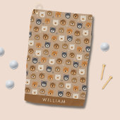 Schattige hoofdpatroon van teddybeer golfhanddoek
