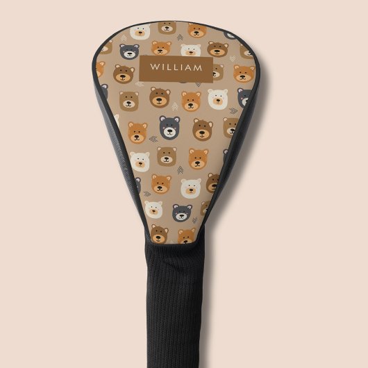 Schattige hoofdpatroon van teddybeer golfheadcover