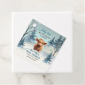 Schattige Hoogland Heilige Koe Winter Baby shower Bedankjes Labels (In situ)