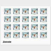 Schattige Hoogland Heilige Koe Winter Baby shower Vierkante Sticker (Vel)