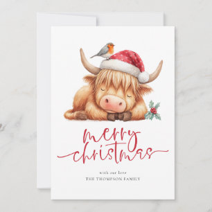 Schattige Hoogland Koe 2026 Kalender Prettig Kerst Feestdagenkaart