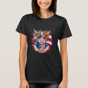 Schattige Hoogland Koe 4 juli Amerikaans Grappig p T-shirt