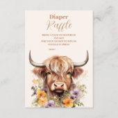 Schattige Hoogland Koe Baby shower Raffle Diapper Informatiekaartje (Voorkant)