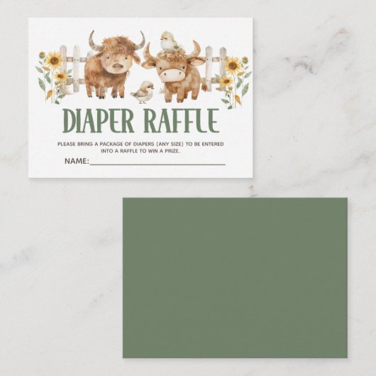 Schattige Hoogland Koe Boerderij Dierlijke Baby Lu Informatiekaartje (Voorkant / Achterkant)