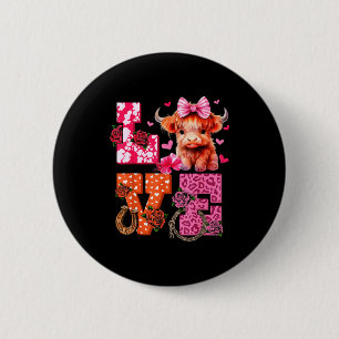 Schattige Hoogland Koe En Nk Hart Valentijnsdag Li Ronde Button 5,7 Cm