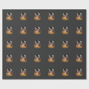 Schattige Hoogland Koe Heks Halloween Pompoen Fees Cadeaupapier