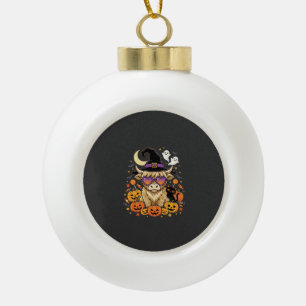 Schattige Hoogland Koe Heks Halloween Pompoen Fees Keramische Bal Ornament